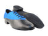 2504 247 Gem Blue Satin_B_Black Leather_F with 1" Standard Heel in the photo