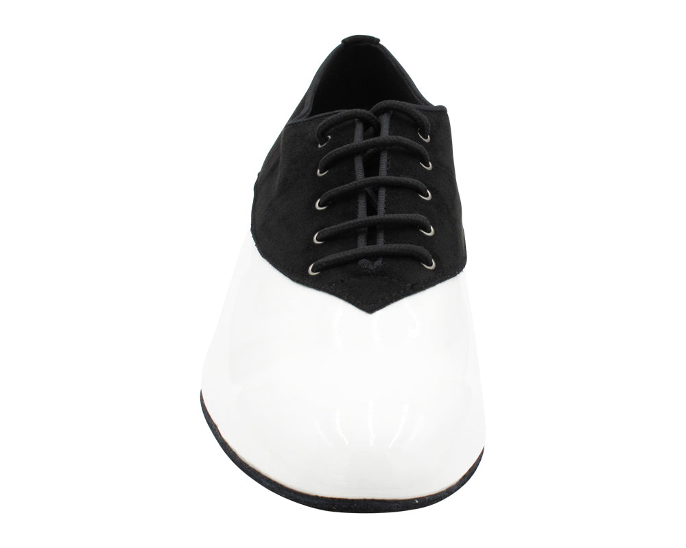 2504 Black Oxford Nubuck &amp; White Patent with 1" Heel in the photo