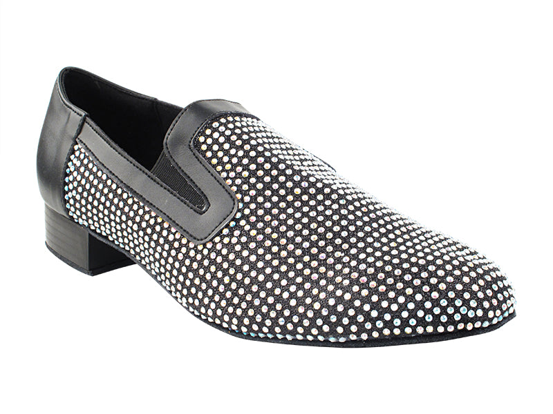 2506Bling Black Glitter Satin &amp; Crystal AB with Men 1" Standard Heel (2002) in the photo