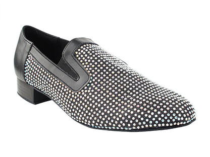 2506Bling Black Glitter Satin &amp; Crystal AB with Men 1" Standard Heel (2002) in the photo