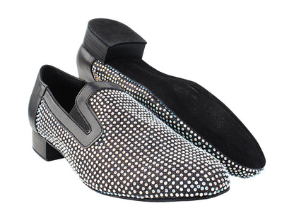 2506Bling Black Glitter Satin &amp; Crystal AB with Men 1" Standard Heel (2002) in the photo