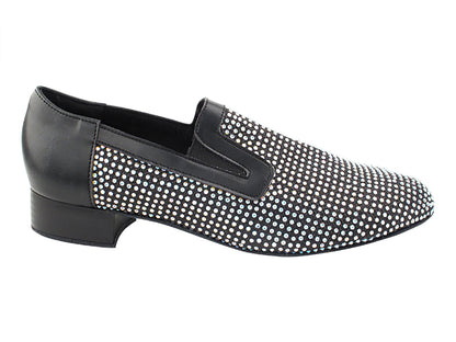 2506Bling Black Glitter Satin &amp; Crystal AB with Men 1" Standard Heel (2002) in the photo