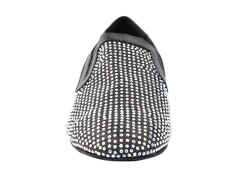2506Bling Black Glitter Satin &amp; Crystal AB with Men 1" Standard Heel (2002) in the photo