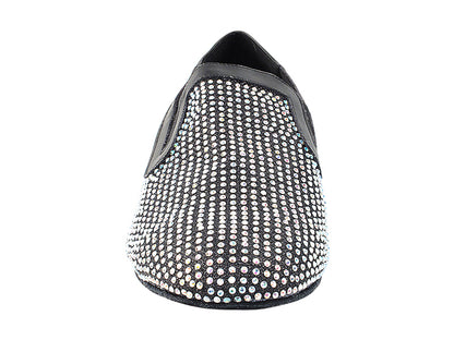 2506Bling Black Glitter Satin &amp; Crystal AB with Men 1" Standard Heel (2002) in the photo