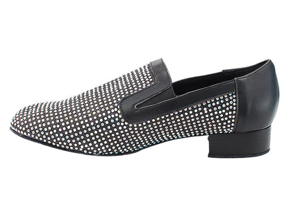 2506Bling Black Glitter Satin &amp; Crystal AB with Men 1" Standard Heel (2002) in the photo