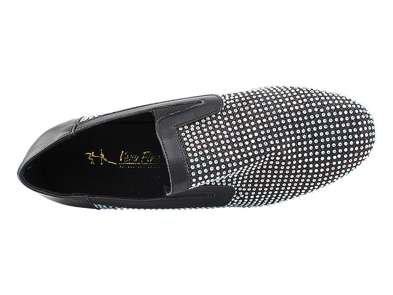 2506Bling Black Glitter Satin &amp; Crystal AB with Men 1" Standard Heel (2002) in the photo