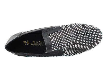 2506Bling Black Glitter Satin &amp; Crystal AB with Men 1" Standard Heel (2002) in the photo