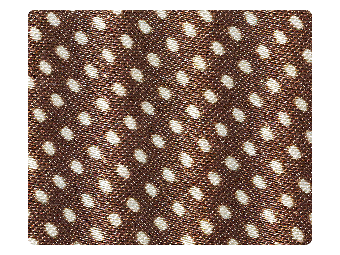 255 Coffee &amp; White Dots Satin Fabric Swatch