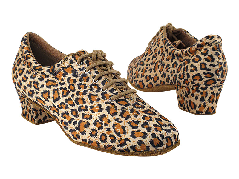 2601 152 Leopard Satin with 1.5&quot; Medium Heel in the photo