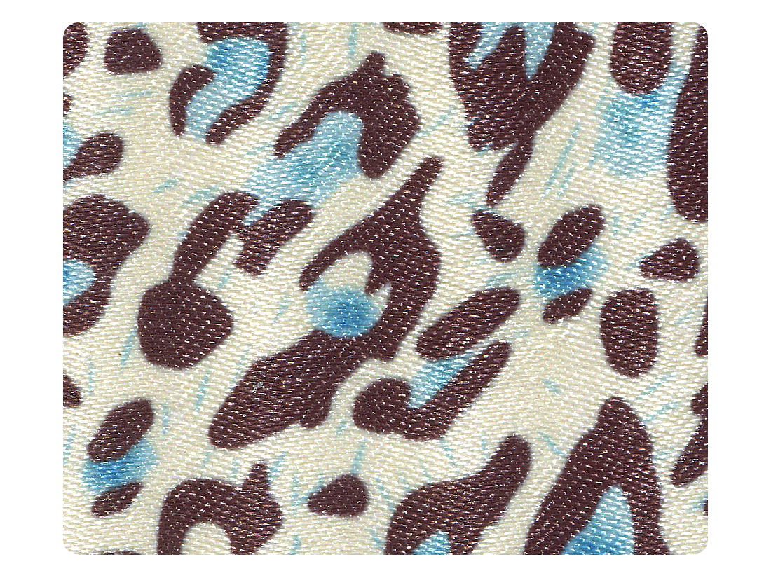 260 Blue Leopard Satin Fabric Swatch