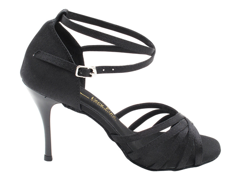 2613LEDSS Black Satin with 3" Stiletto Leather Wrapped Heel in the photo