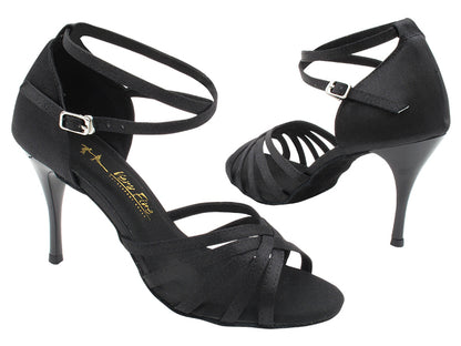 2613LEDSS Black Satin with 3.5&quot; Stiletto Black Plated Heel in the photo