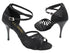 2613LEDSS Black Satin with 3.5" Stiletto Black Plated Heel in the photo