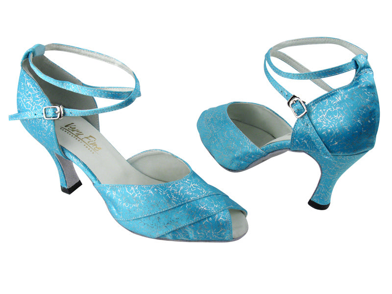 2701 104 Blue Flower Satin with 3" Heel in the photo