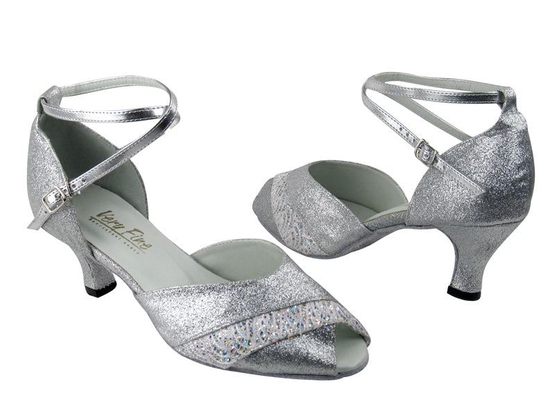 2701 126 Silver Stardust &amp; 141 White with 2.5&quot; Low Heel in the photo