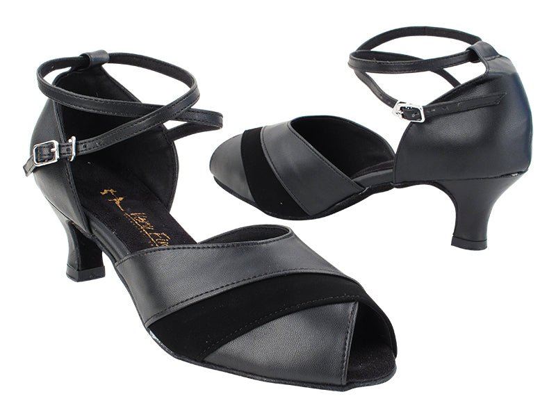 2701LEDSS 140 Black Leather_136 Black Nubuck Trim with 2&quot; slim heel (2899B) in the photo