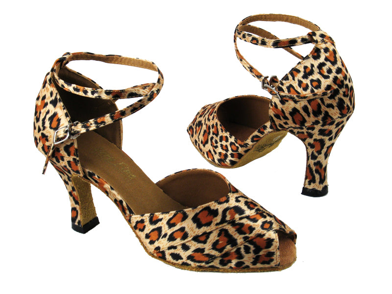2701 152 Leopard Satin with 3&quot; heel in the photo