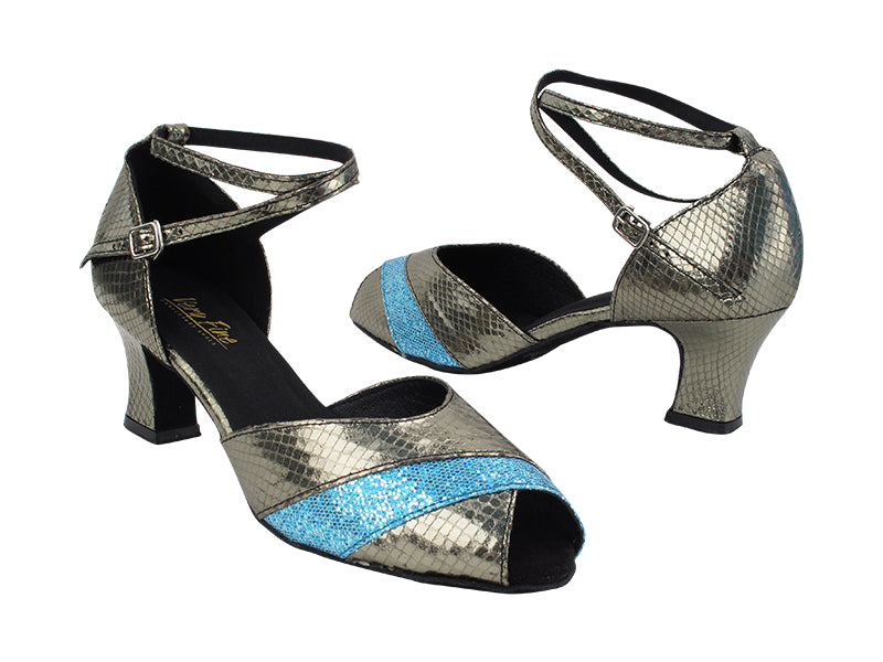 2701 224 Snake Grey_280 Light Blue Scale with 2.2&quot; Thick Cuban Heel (318) in the photo