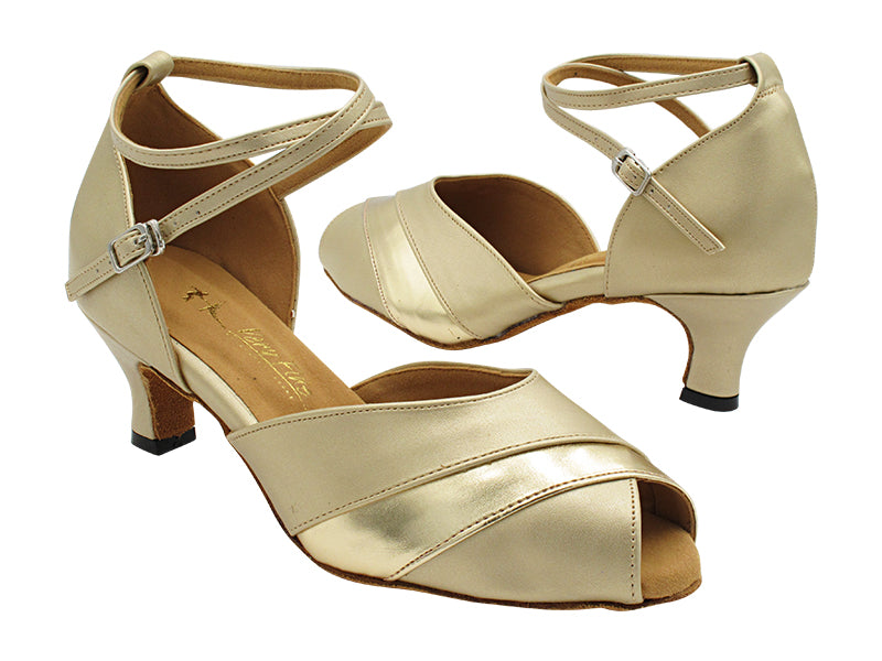 2701 57 Light Gold Leather_62 Shiny Gold Leather Trim with 2&quot; Slim Heel (2899B) in the photo