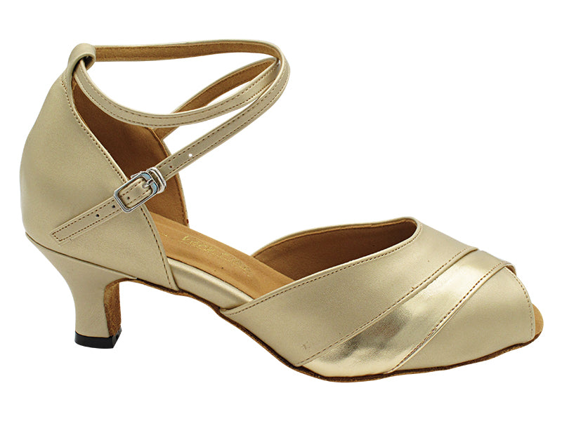 2701 57 Light Gold Leather_62 Shiny Gold Leather Trim with 2" Slim Heel (2899B) in the photo