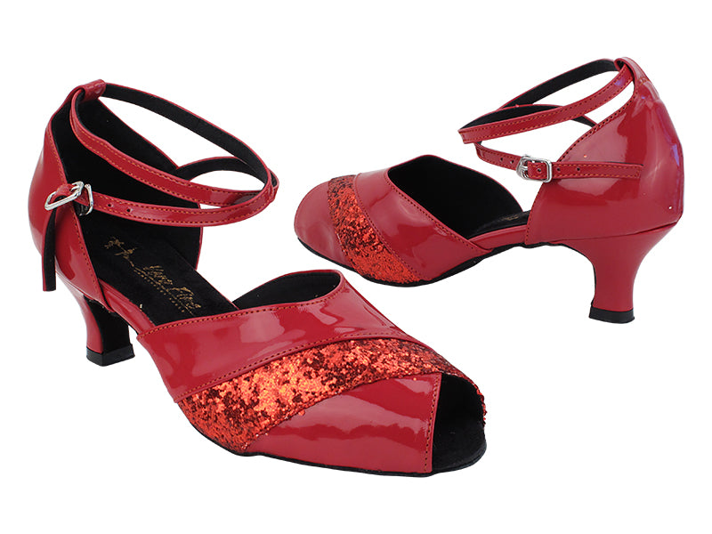 2701LEDSS 131 Red Patent_27 Red Sparkle Trim with 2.5&quot; Heel (2899) in the photo