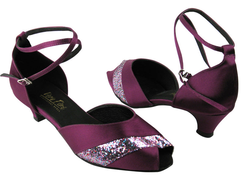 2701 Purple Satin &amp; 187 Sparkle with 1.3&quot; Heel in the photo