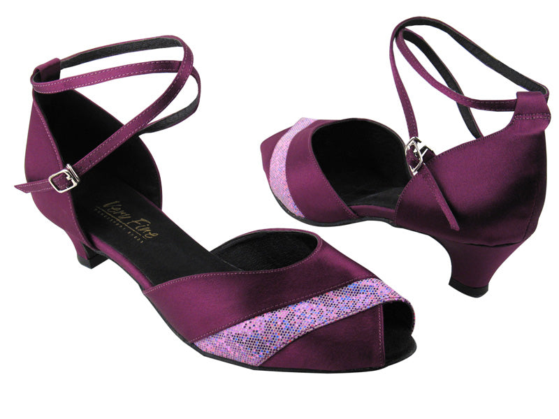 2701 Purple Scale &amp; Purple Satin with 1.3&quot; Heel in the photo