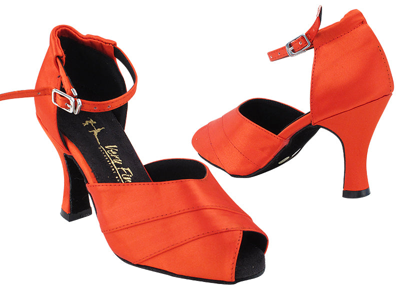 2701 Red Satin_Ankle Strap Loop with 3&quot; Heel (6812) in the photo