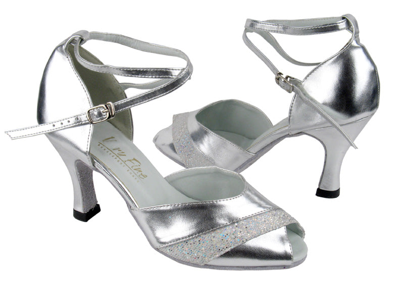 2701 Silver Leather &amp; Silver Scale with 3&quot; Heel in the photo