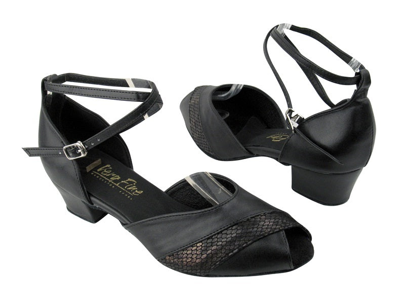 2701 Black Leather_85 Black Snake with 1.5&quot; Medium heel in the photo