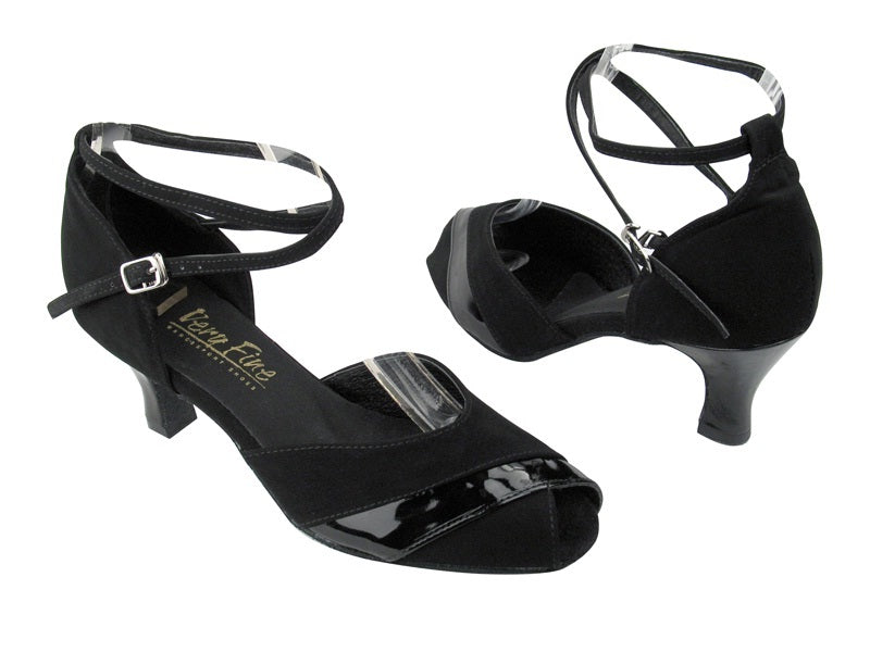 2701 Black Nubuck_Black Patent with 2.5&quot; Low heel in the photo