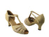 2702 106 Glitter Gold Satin & 60 Tan Leather with 2.5" Low Heel in the photo