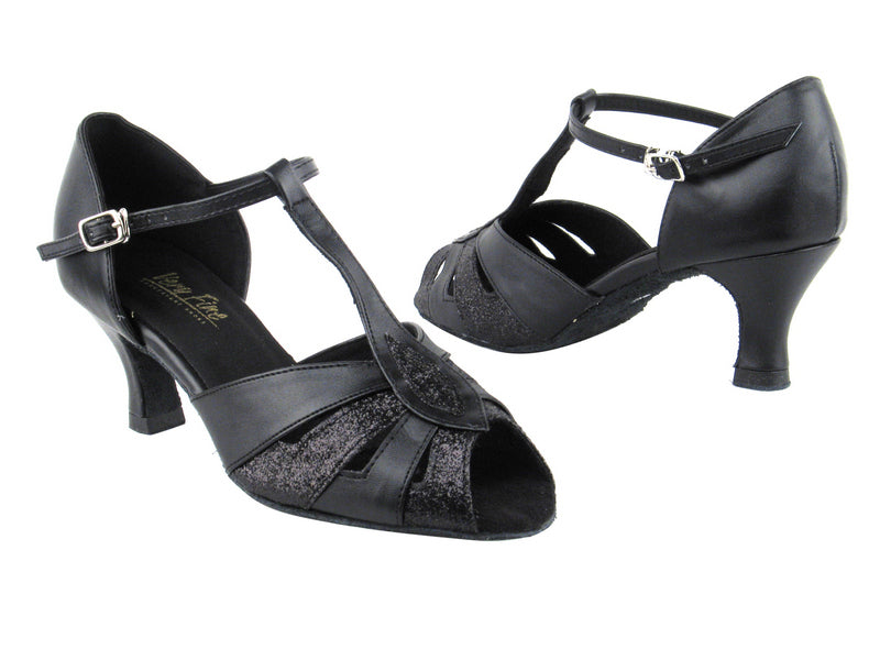 2702 127 Black Stardust_Black Leather with 2.5&quot; Heel in the photo