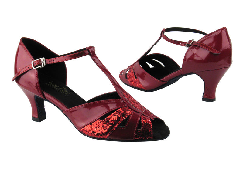 2702 Red Sparkle_Red Patent with 2.5&quot; low heel in the photo