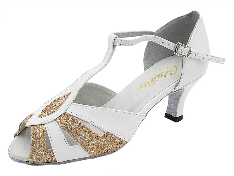 2702 White Leather &amp; 125 Glod Stardust with 2.5&quot; Heel (2899) in the photo