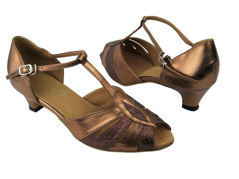 2702 212 Copper Stardust_171 Dark Tan Gold PU with 1.3&quot; Cuban heel in the photo