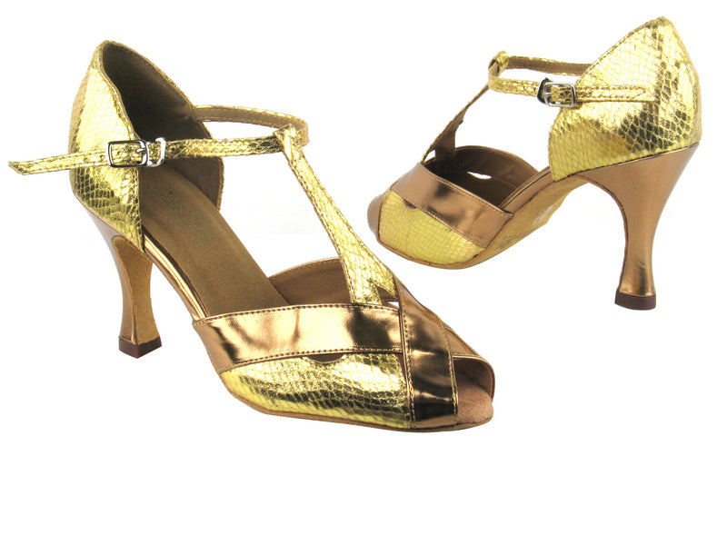 2703 226 Gold Snake_B_S_116 Gold Patent_T_H with 3.5" Heel in the photo
