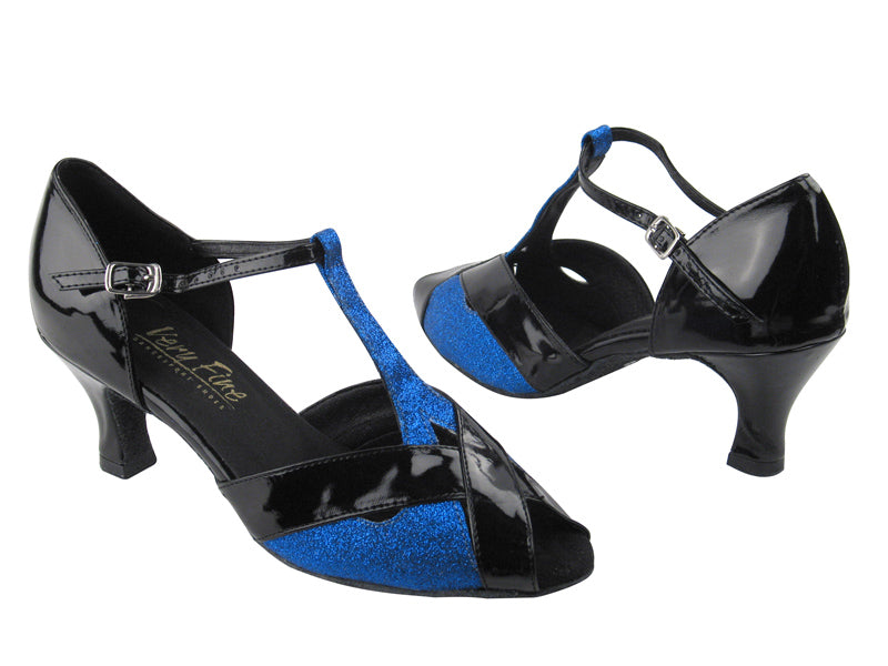2703 234 Blue Stardust & Black Patent with 2.5" Low Heel in the photo