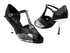 2703 250 Slver Snake_Black Leather Trim with 3" Slim Silver Plated Heel in the photo