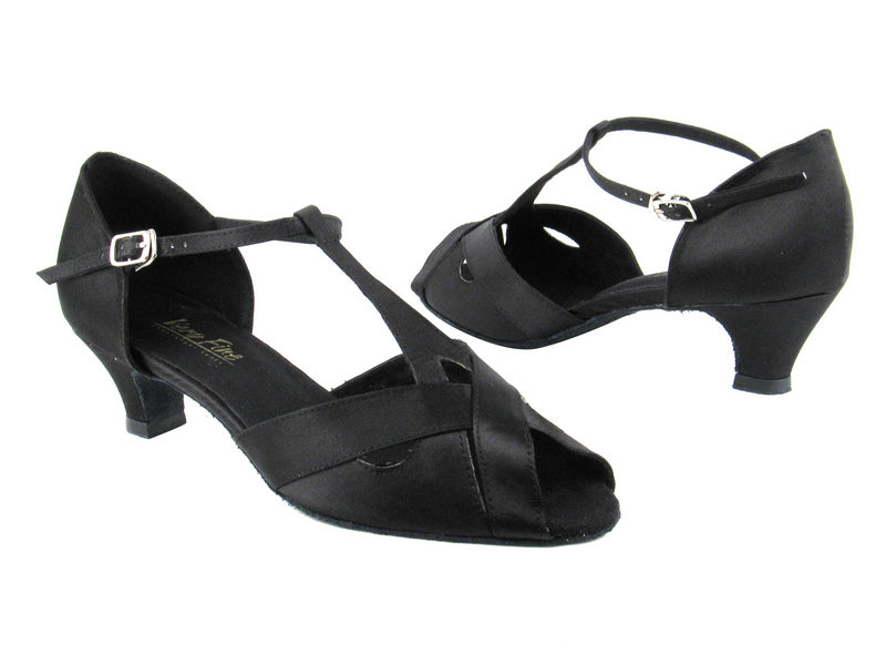 2703 Black Satin with 1.3&quot; Cuban heel in the photo