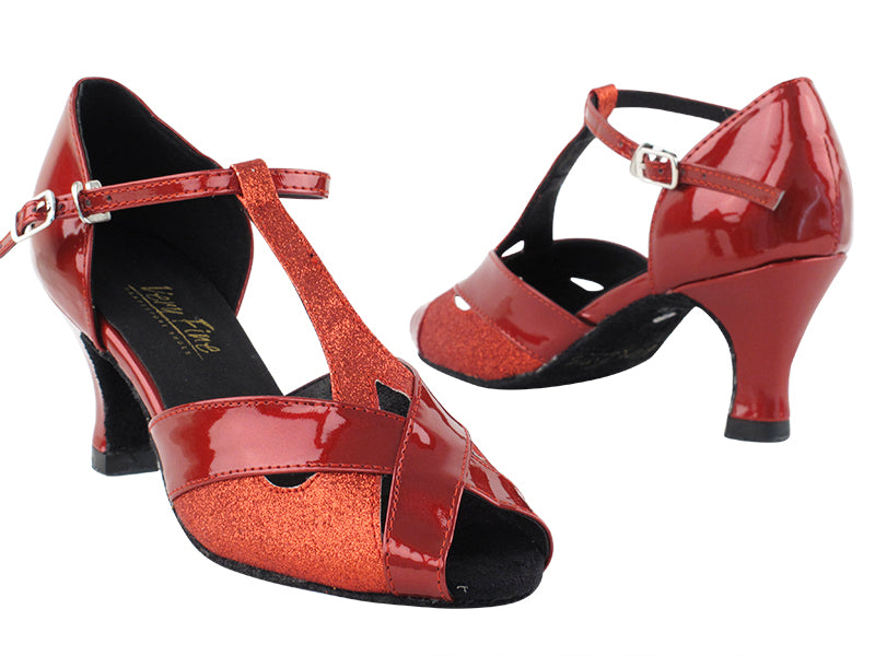 2703 Red Stardust_130 Red Patent with 2.5" Heel in th photo