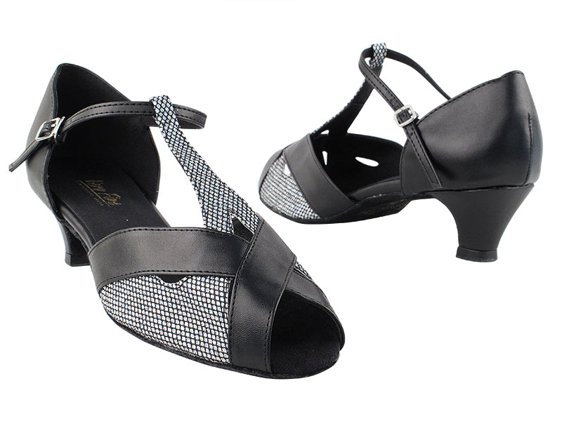 2703 97 Black Sparklenet_Black Leather with 1.3&quot; Cuban Heel in the photo