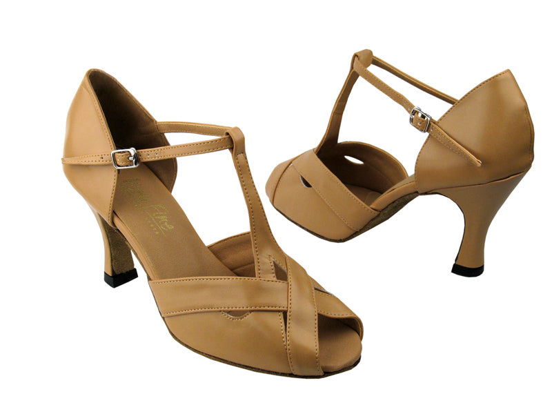 2703 Beige Brown Leather with 3&quot; Heel in the photo