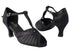 2707 38 Black Satin_165 Lace Black Scale Trim with 2.5" low heel in the photo