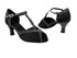 2707 Black Satin_105 Glitter Black Satin Trim with 2.5" Low Heel in the photo