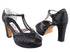 2707Platform Black Satin_Whole Shoes with 3.75" Square Heel heel in the photo