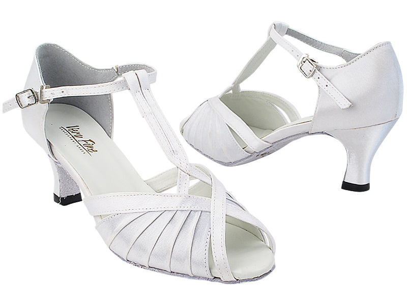 2707 WHITE SATIN Whole Shoe with 2.5&quot; Low Heel (2899) in the photo