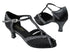 2707 Black Satin_Black Sparklenet Trim with 2.5" Low heel in the photo