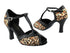 2707 Leopard Satin_Black Leather Trim with 3" heel in the photo