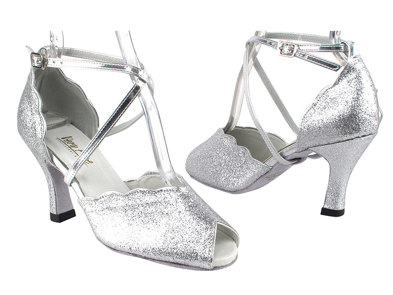 2708 126 Silver Stardust_Silver PU Trim with 3&quot; Heel in the photo